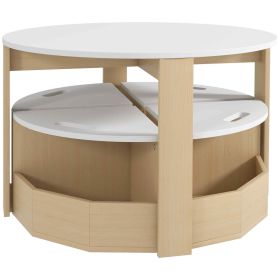 Qaba 5 Piece Kids Table and Chairs Set with Storage, White, Perfect for Art, Craft, Drawing, Playroom, Classroom, Nursery