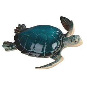 15.25"W Blue Sea Turtle Figurine Home Decor Gift