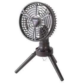 1Pc 10400mah Portable Camping Fan With LED Light Rechargeable Tripod Tent Hanging Fan Lantern Portable Foldable Oscillating Table Fan With 3 Brig (Color: Black)